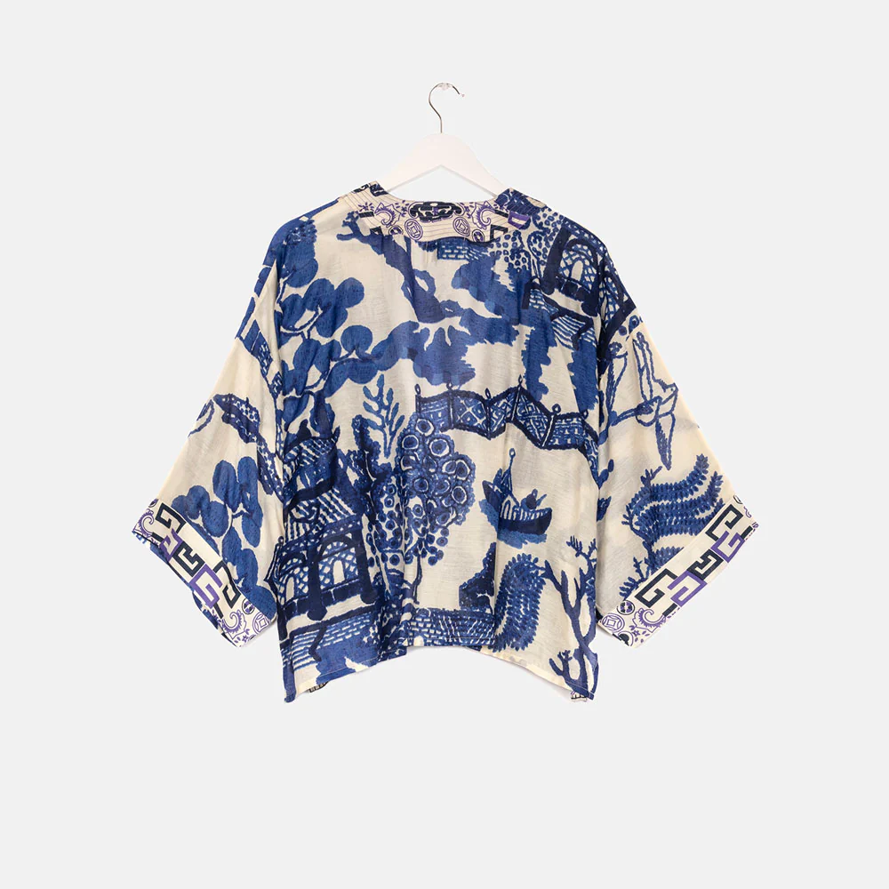 Blue Giant Willows Short Kimono - Image 4