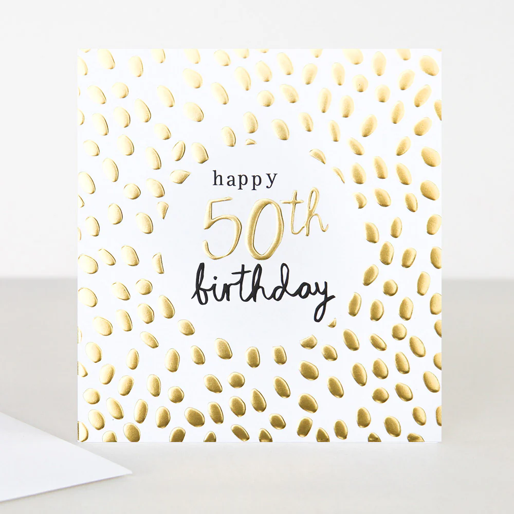 Gold 50th Birthday Card