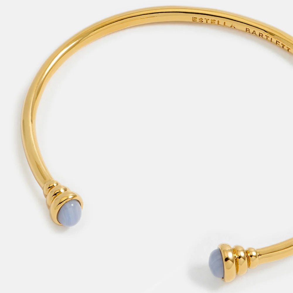 Gold & Blue Quartz Cabochon Bangle - Image 4