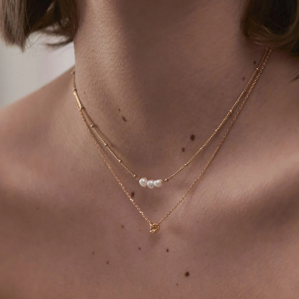Gold Chain & Pearls Necklace - Image 2