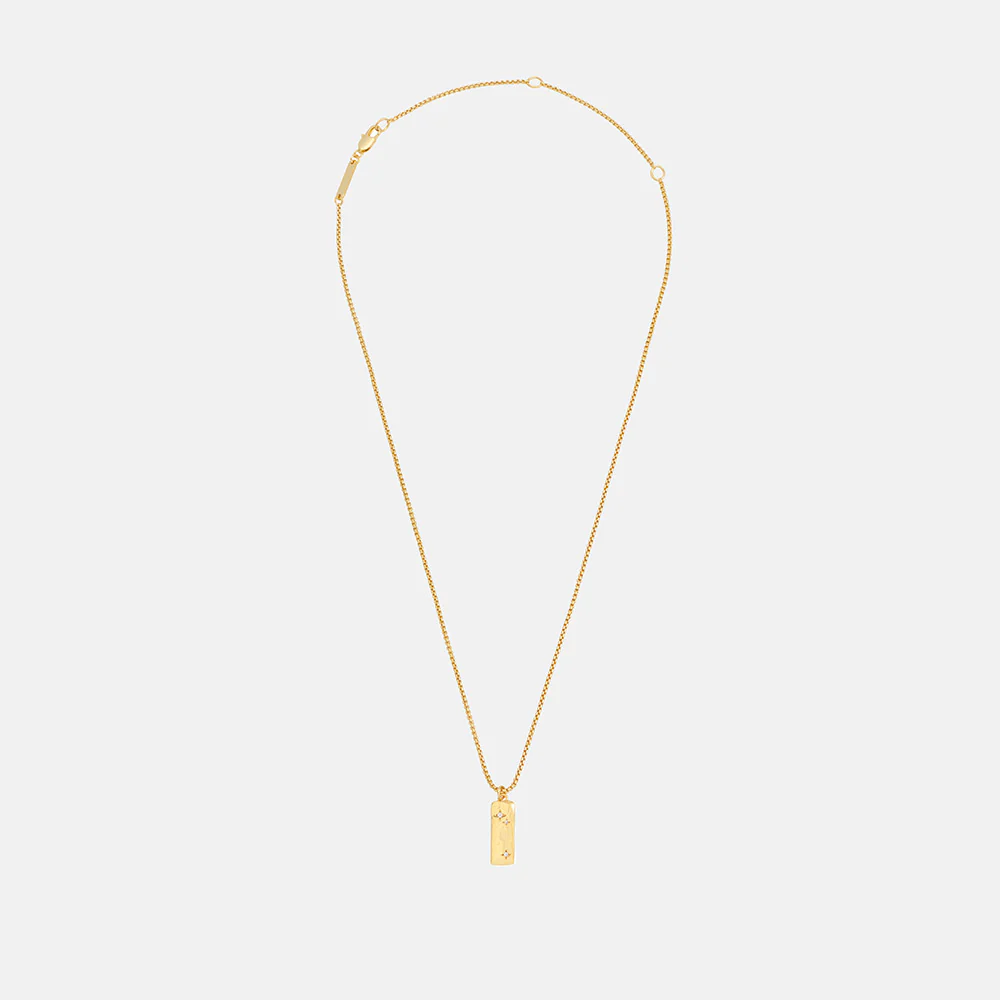 Gold & CZ Tablet Pendant Necklace - Image 3