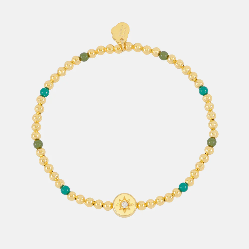 Gold & Enamel Star Bead Bracelet