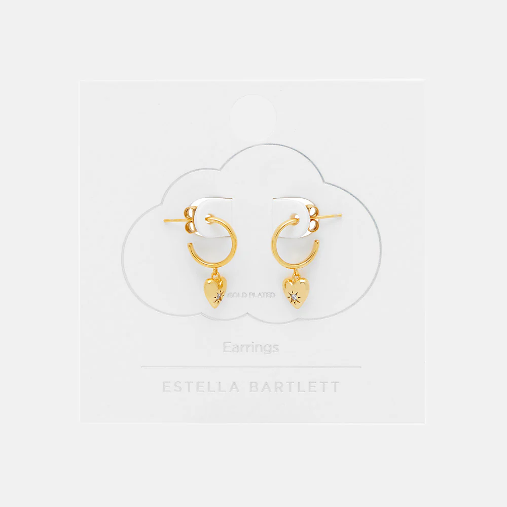 Gold Heart & CZ Hoop Earrings - Image 3