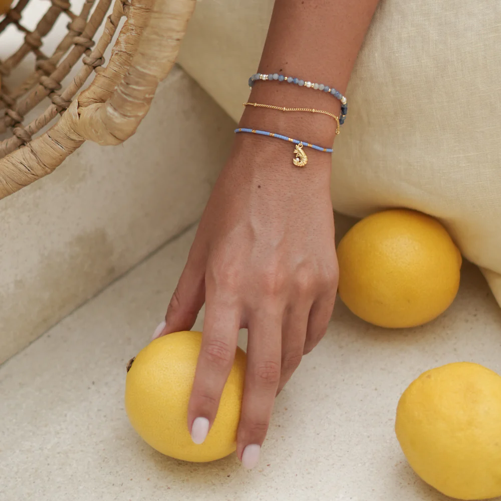 Gold, Pearl & Aventurine Beaded Duo Bracelet - Image 4