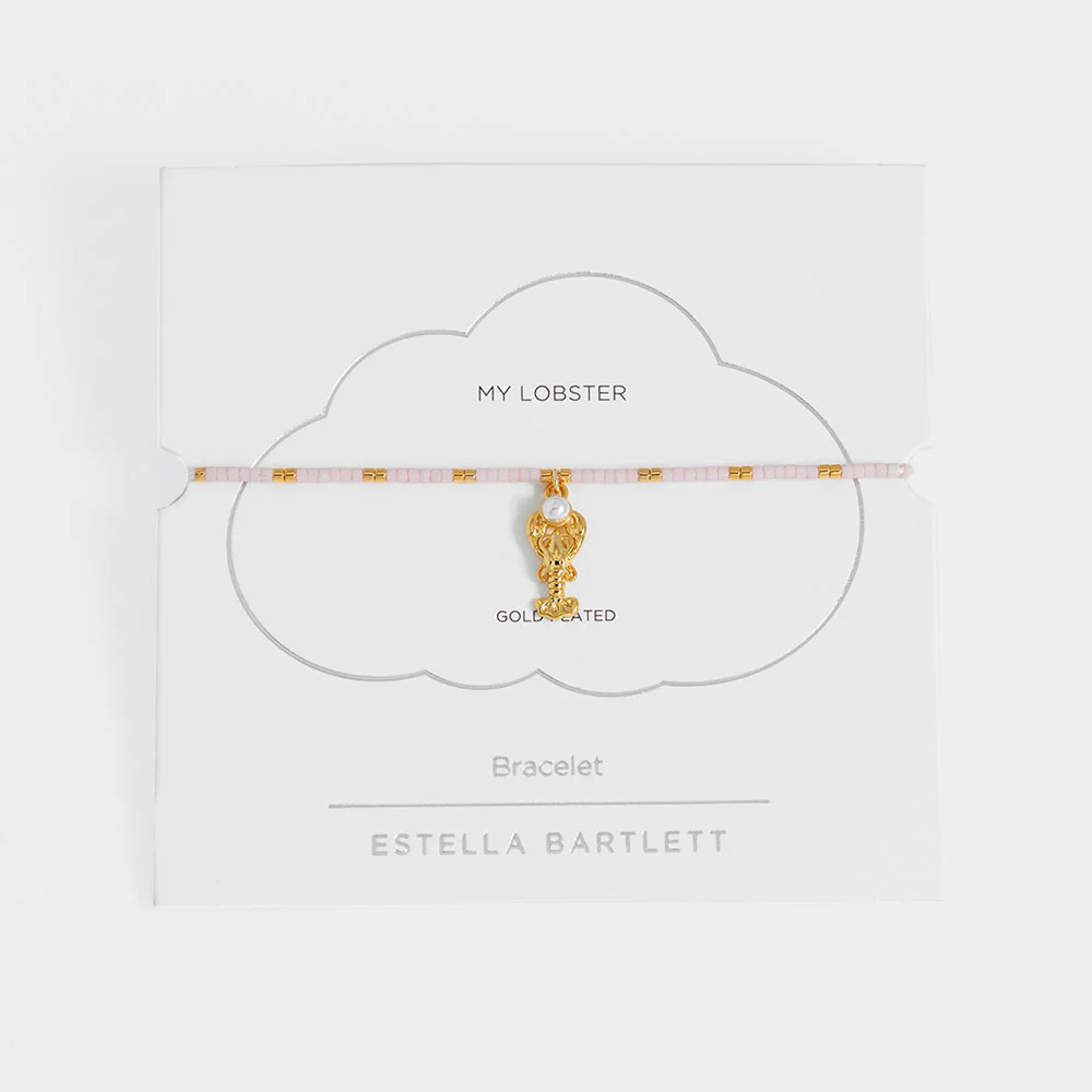 Gold & Pink Beaded Lobster Bracelet - Image 4