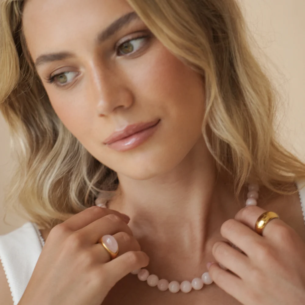 Gold & Pink Quartz Ring - Image 3