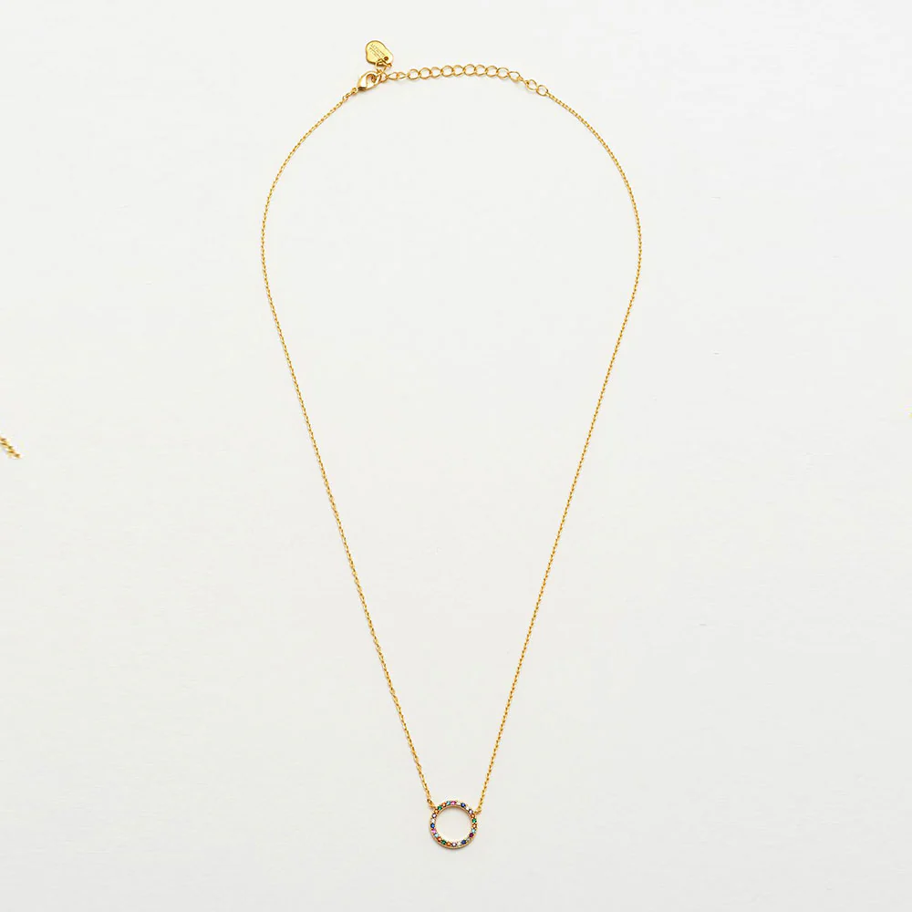Gold Plated Rainbow Circle Necklace - Image 2