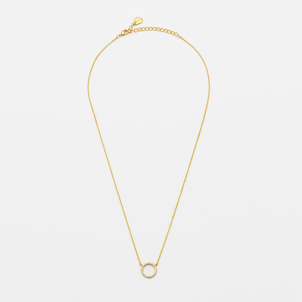 Gold Plated White Cubic Zirconia Circle Necklace - Image 3
