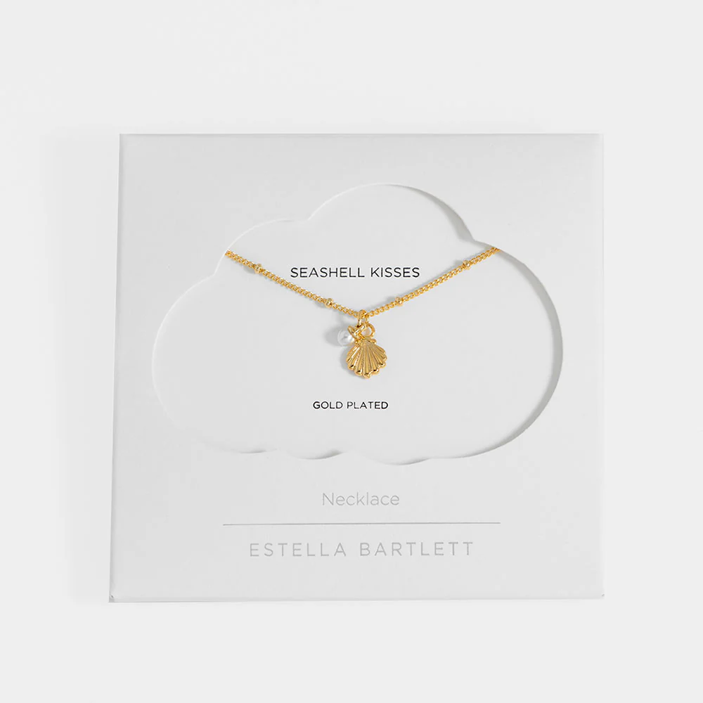 Gold Seashell Necklace With Pearl - Image 4