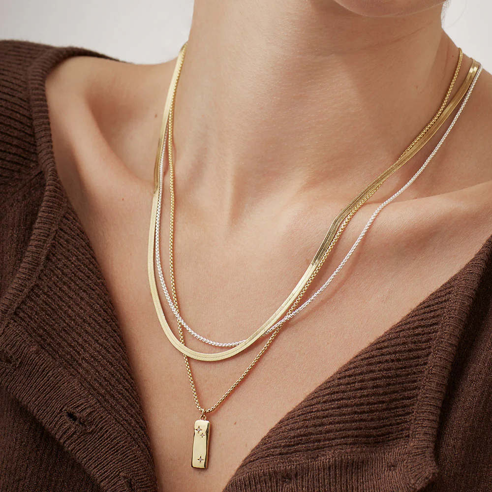 Gold & Silver Double Chain Necklace - Image 2