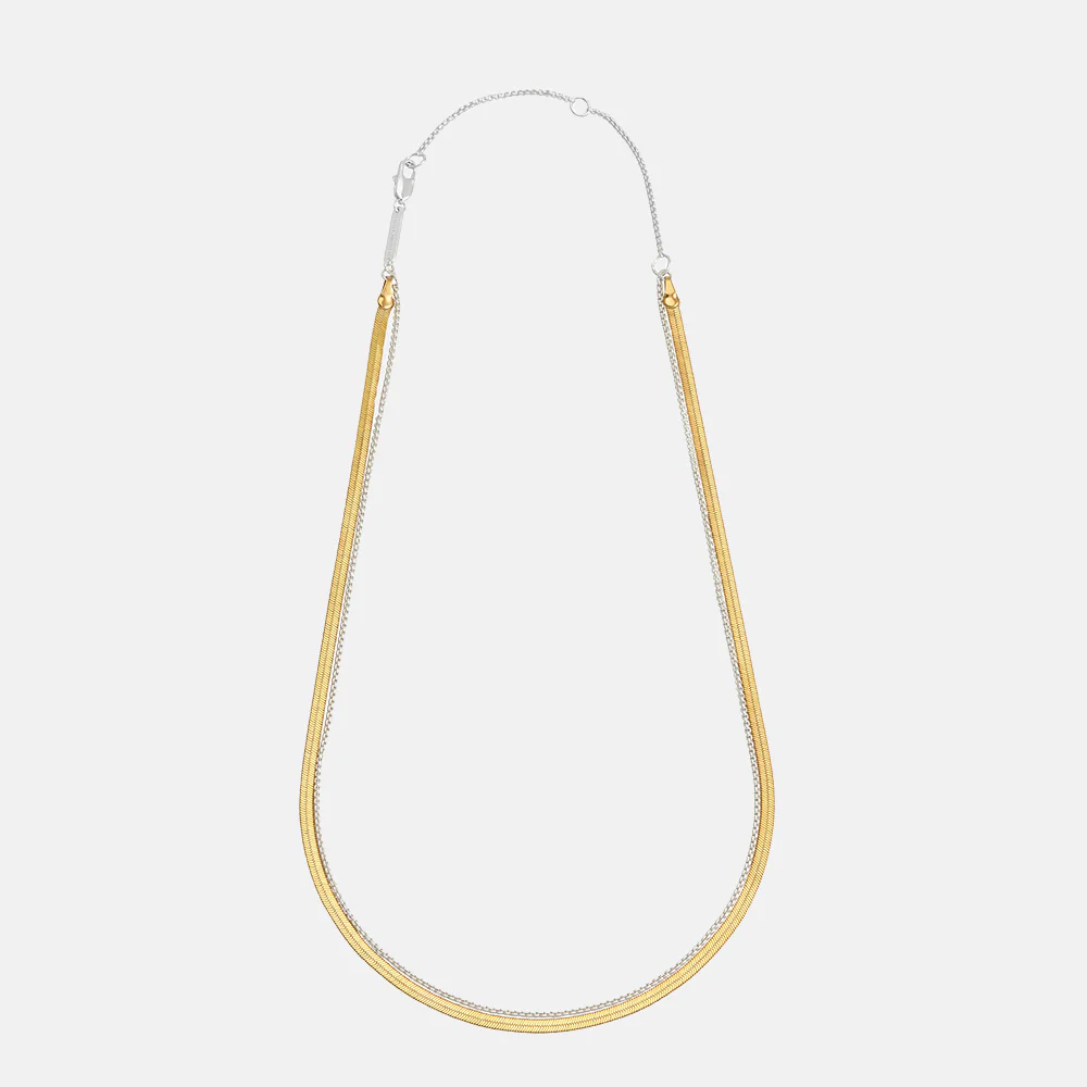 Gold & Silver Double Chain Necklace - Image 3