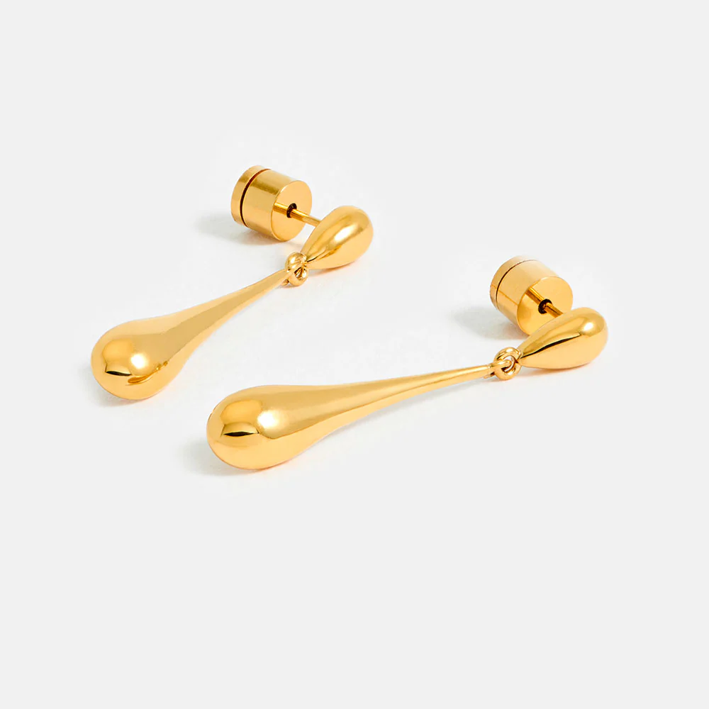 Gold Teardrop Earrings - Image 3