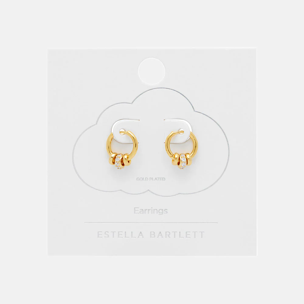 Gold Triple Disc Hoop Earrings - Image 3