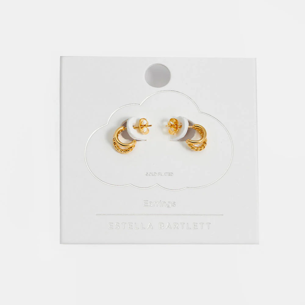 Gold Twist Double Hoop Earrings - Image 3