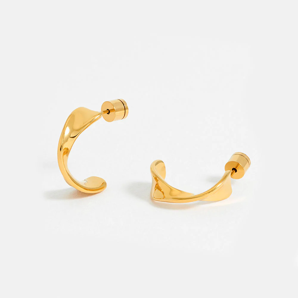 Gold Twist Hoop Earrings - Image 3