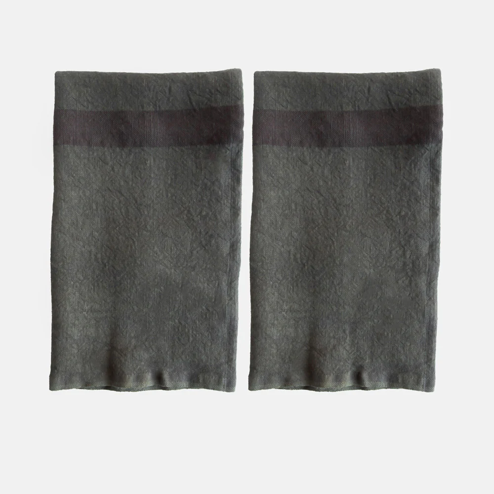 Graphite Grey Stripe Linen Placemats Set of 2 - Image 3