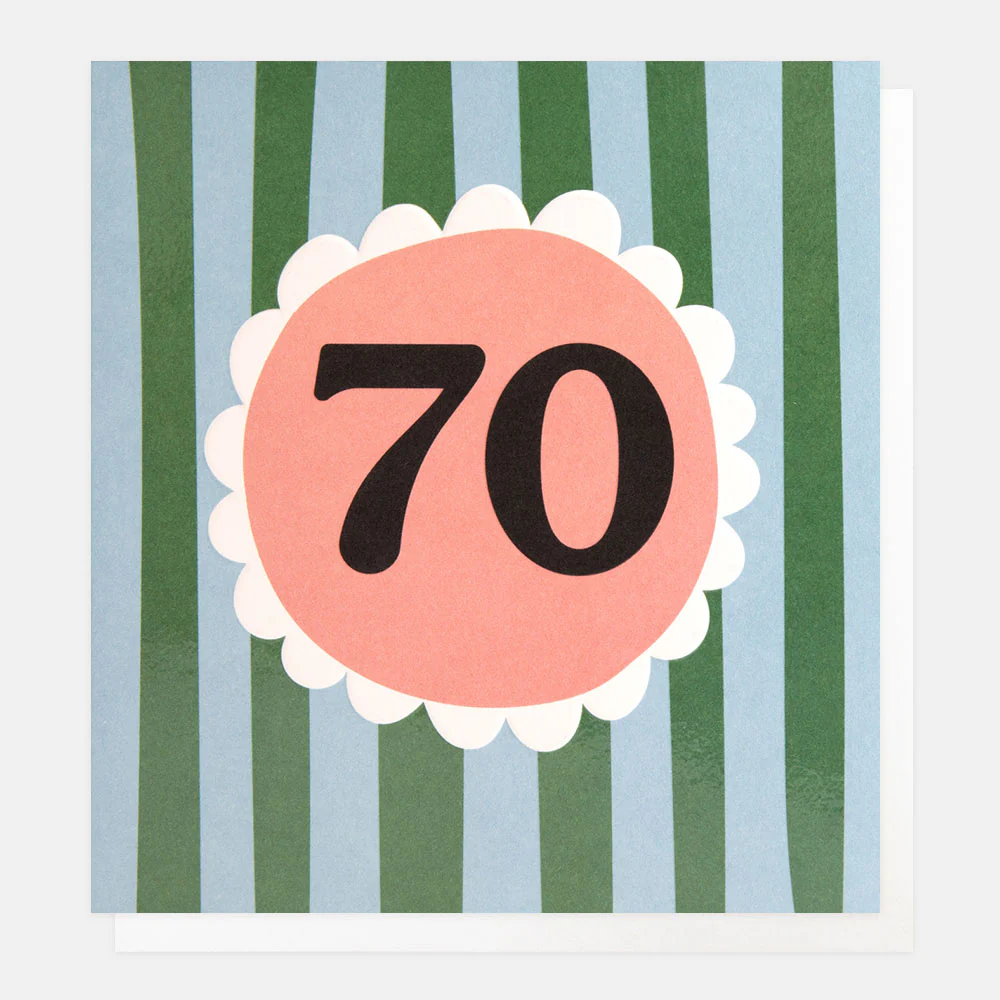 Green/Blue Stripe 70th Birthday Card