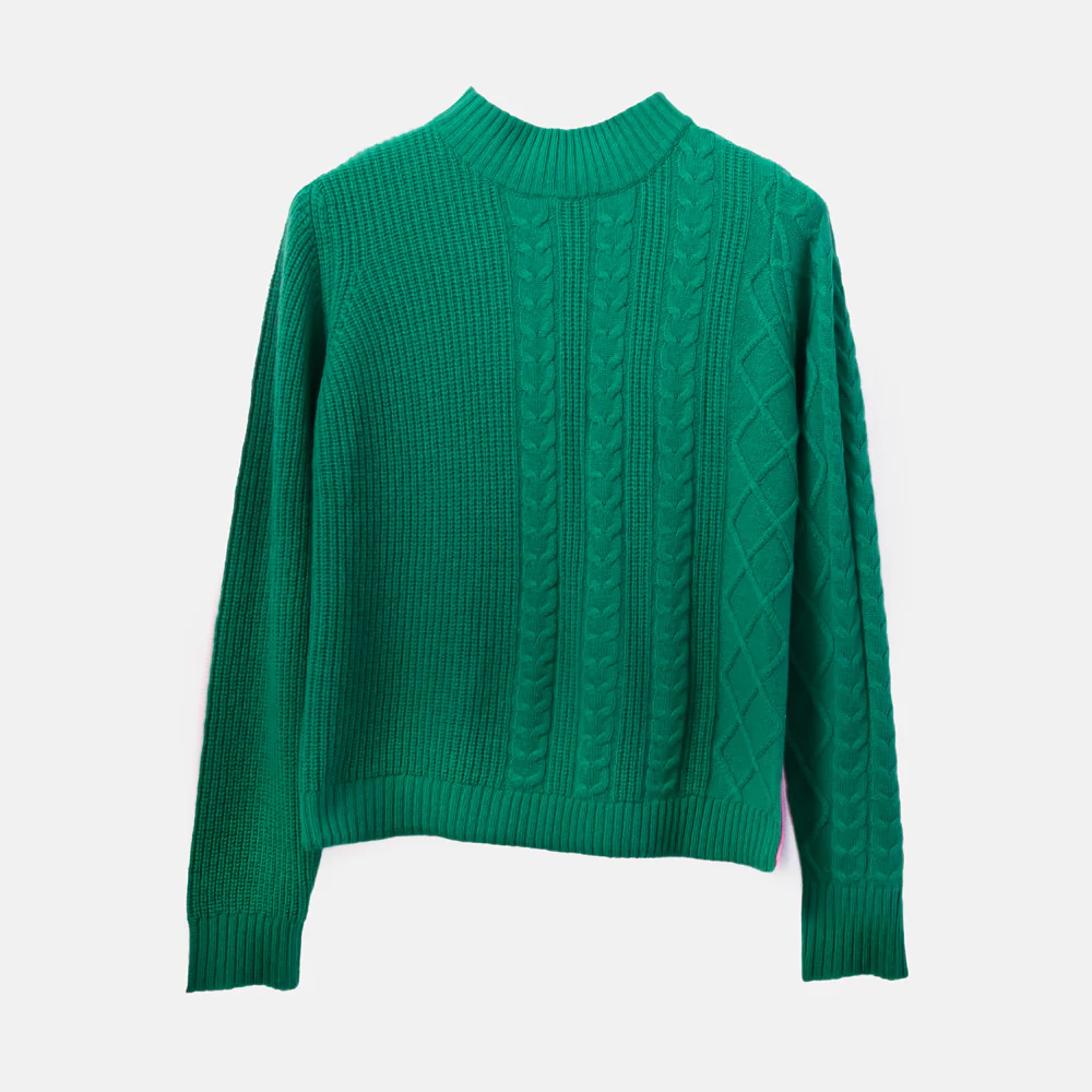 Green/Pink Cable Knit Cashmere Jumper - Image 5