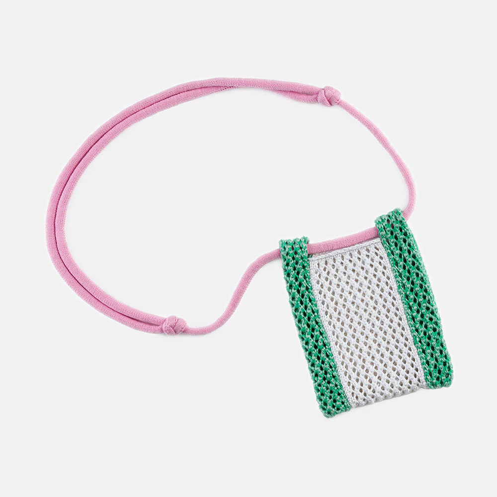 Green/White Raffia Phone Sling Bag - Image 3