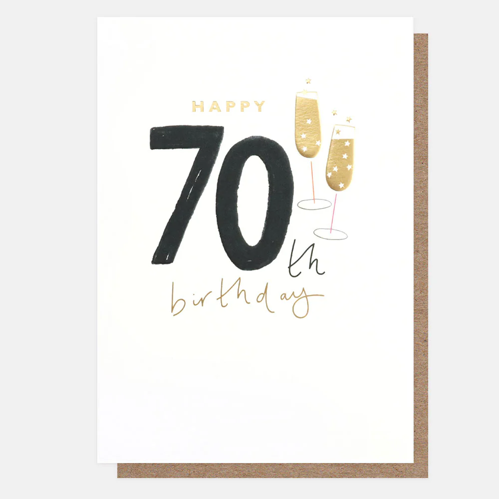 Champagne Flutes 70th Birthday Card