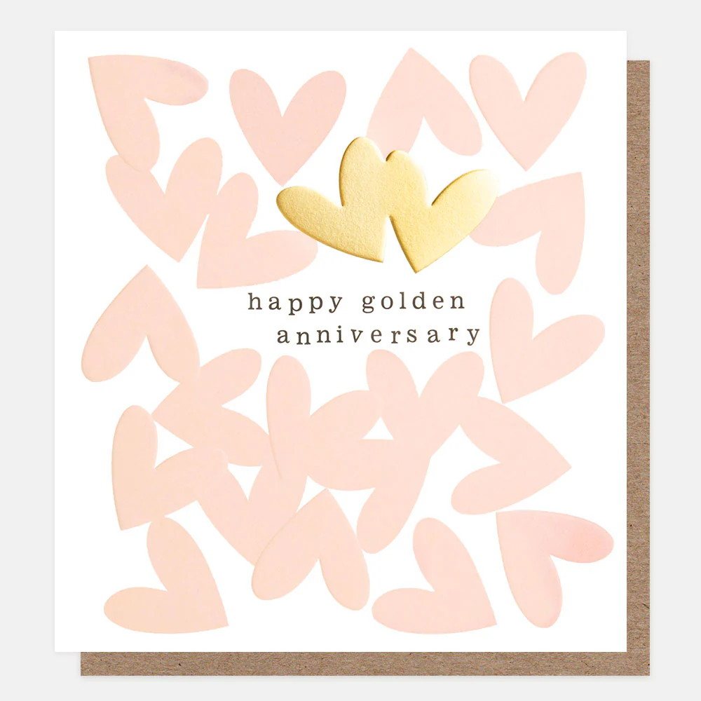 Happy Gold Anniversary Hearts Card