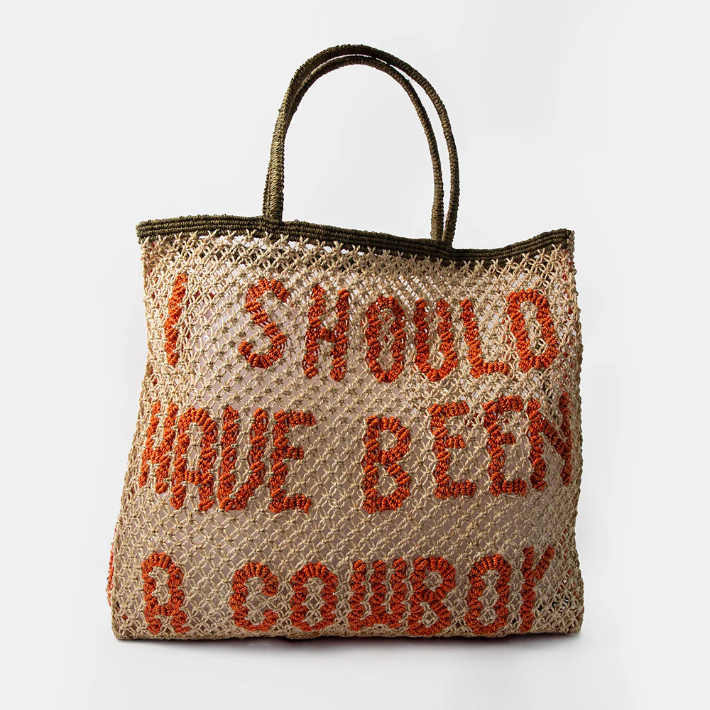 I Should Have Been A Cowboy Jute Shopper Bag