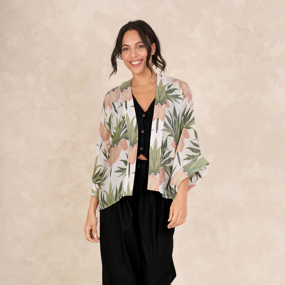 Ivory Deco Bud Short Kimono - Image 2