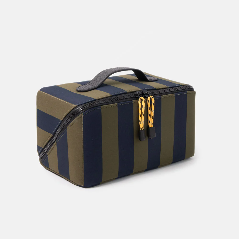Khaki/Navy Stripe Flat Lay Wash Bag - Image 6