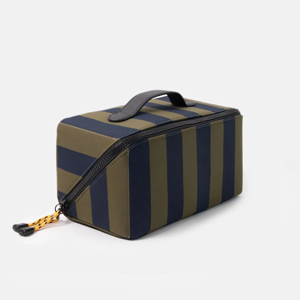 Khaki/Navy Stripe Flat Lay Wash Bag - Image 7