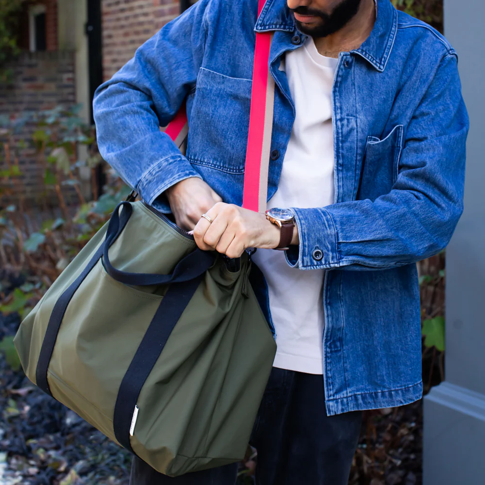Khaki Nylon Travel Bag - Image 2