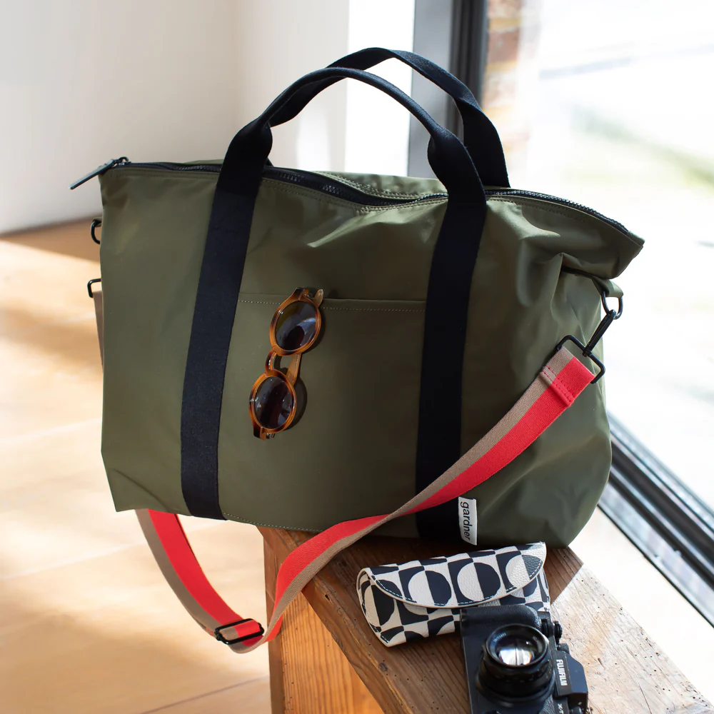 Khaki Nylon Travel Bag - Image 5