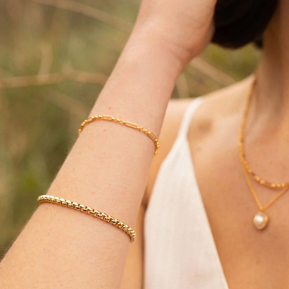 Gold Plated Layered Chain Bracelet - Image 3