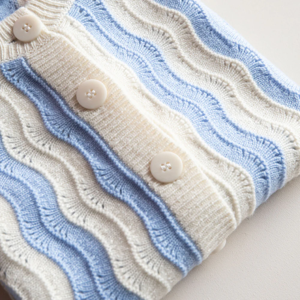 Light Blue/Natural Stripe Cashmere Vest - Image 2