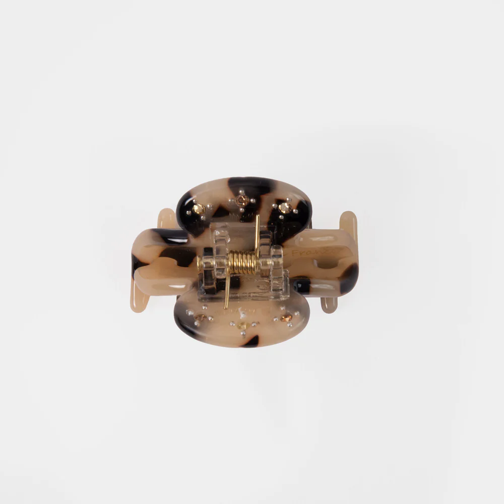 Light Brown Tortoiseshell Crystal Hair Claw - Image 2