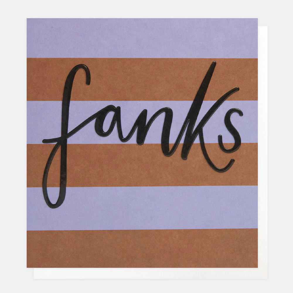 Lilac/Brown Stripe Fanks Thank You Card