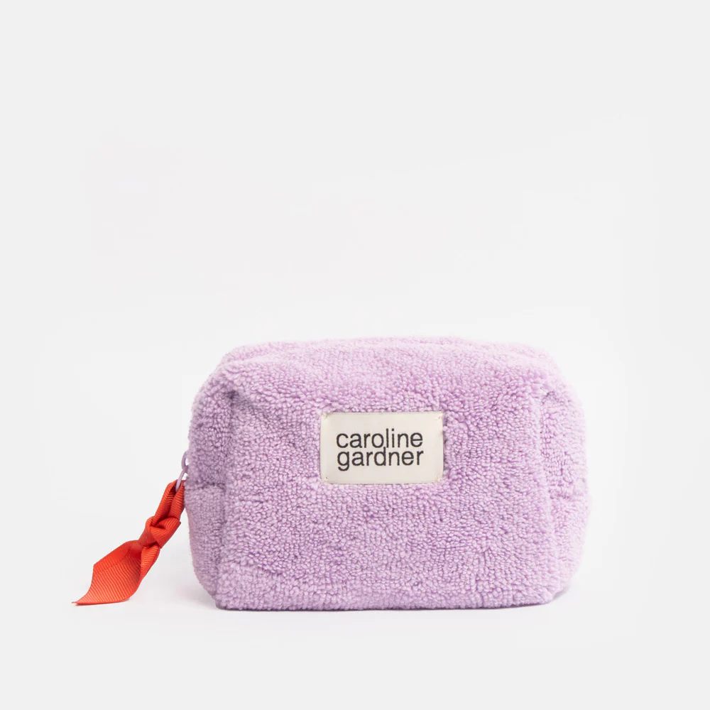 Lilac Towelling Mini Cube Cosmetic Bag - Image 4