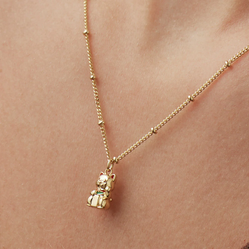 Gold Lucky Cat Necklace - Image 2