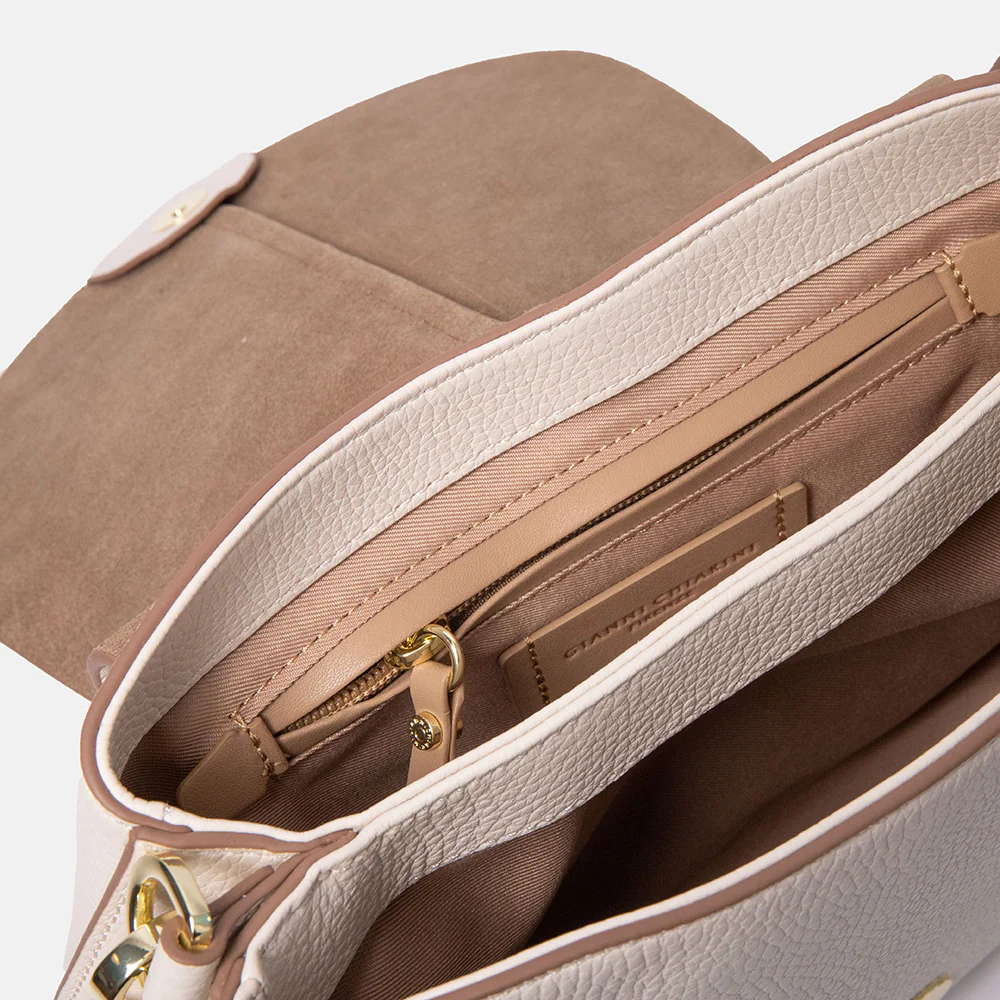 Marble White Leather Helena Saddle Bag - Image 2