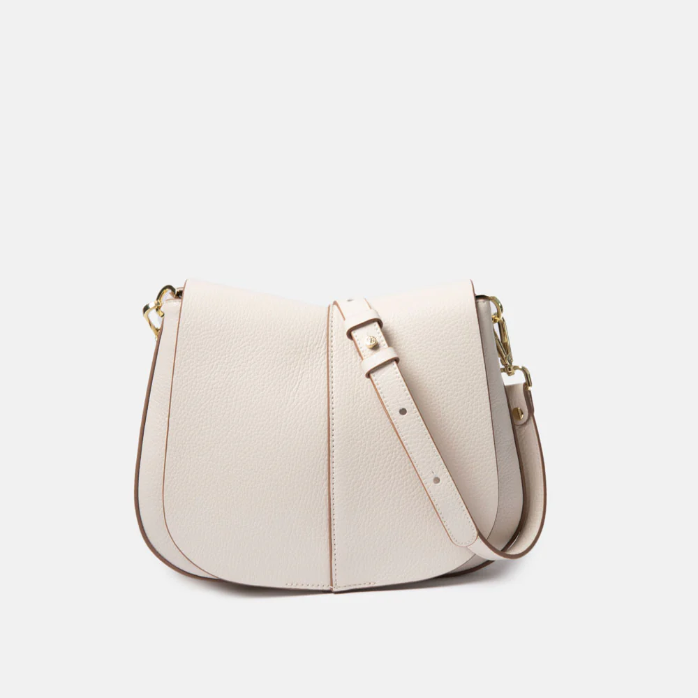 Marble White Leather Helena Saddle Bag - Image 4