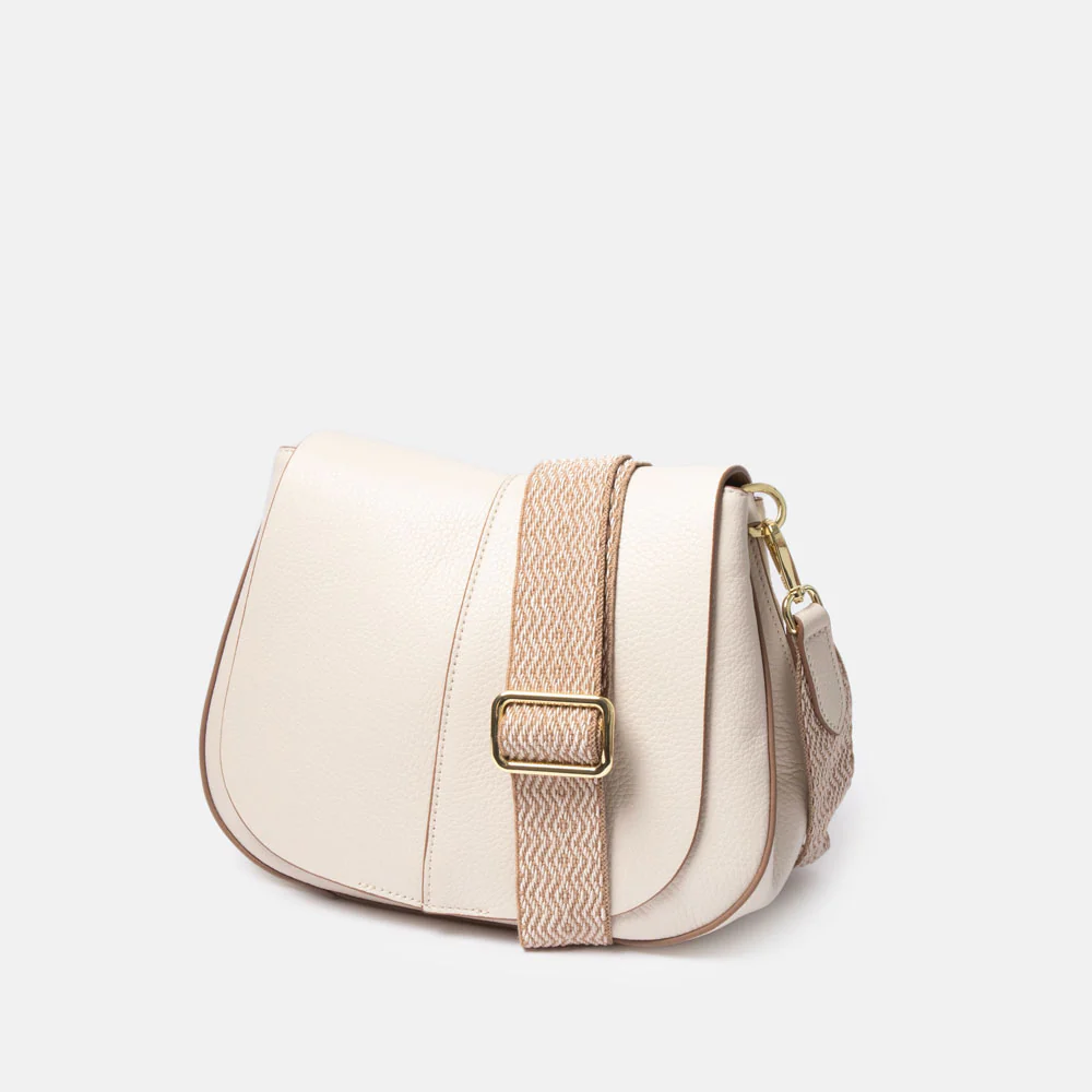 Marble White Leather Helena Saddle Bag - Image 5