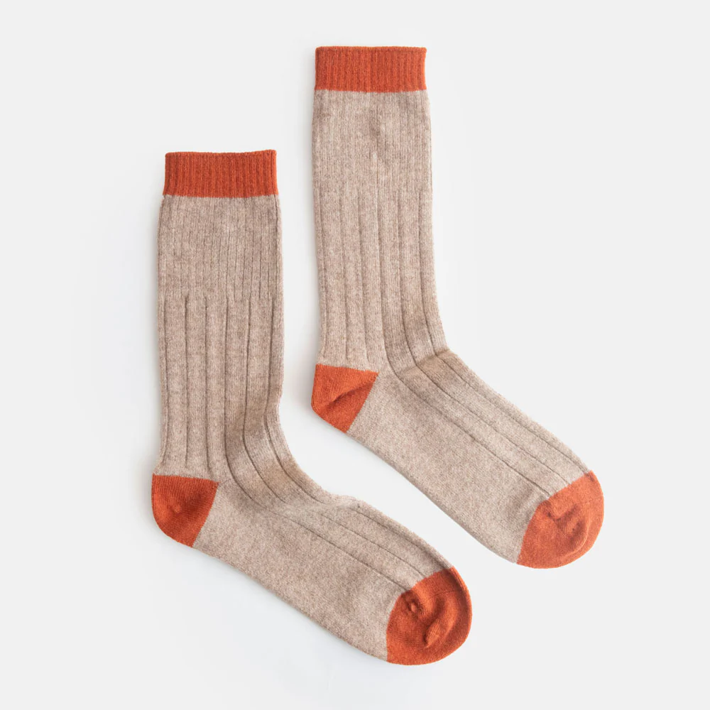 Men's Beige/Orange Merino Socks