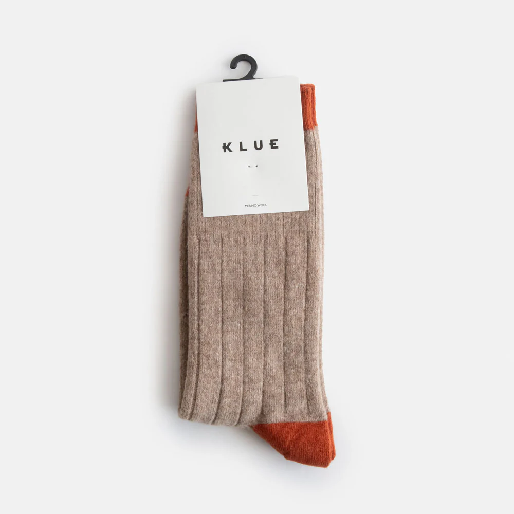 Men's Beige/Orange Merino Socks - Image 2