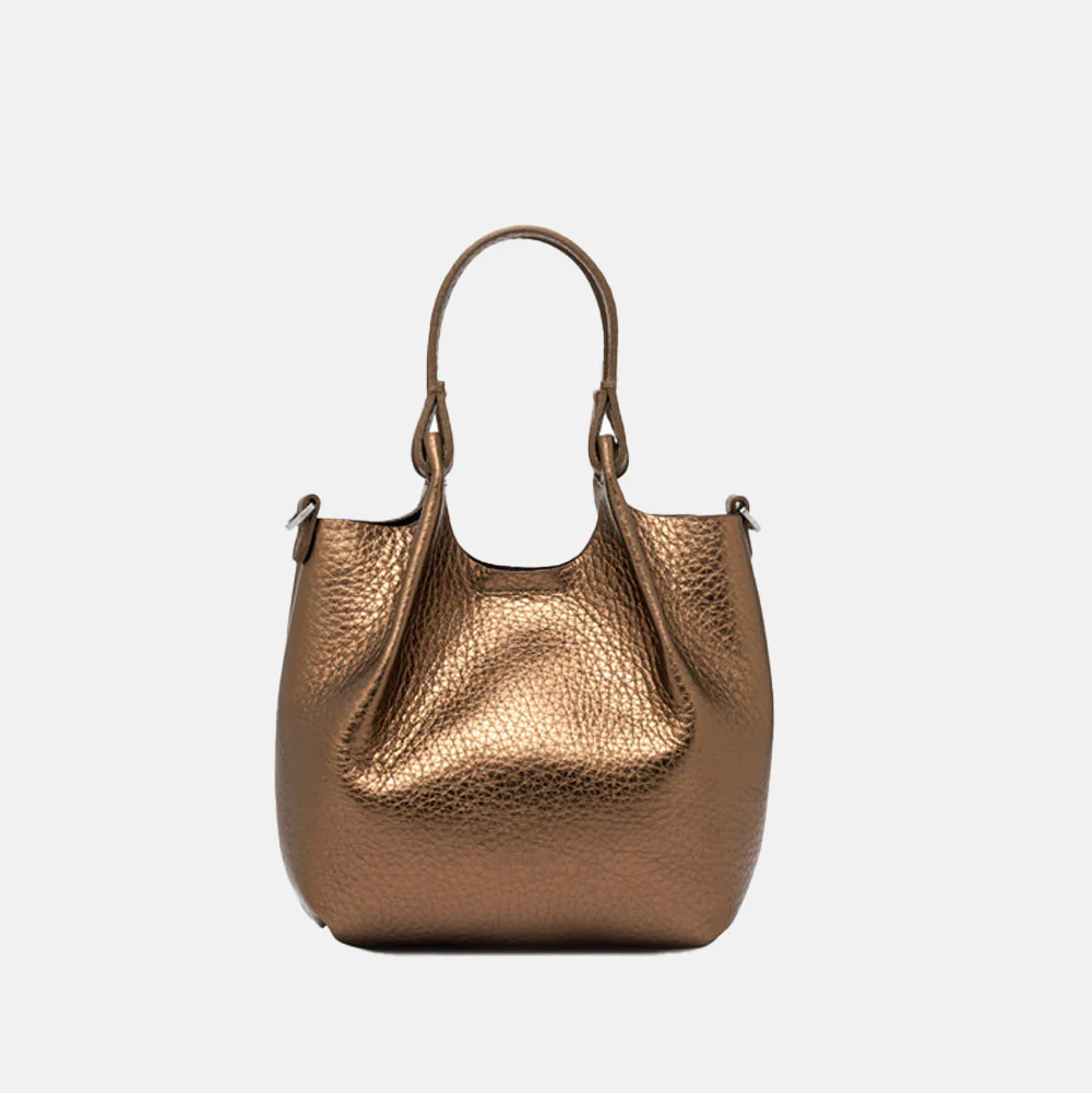 Metallic Bronze Leather Dua Bag - Image 4
