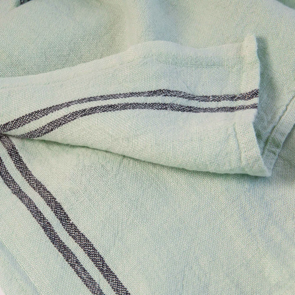 Mint Green Stripe Linen Tea Towel - Image 2