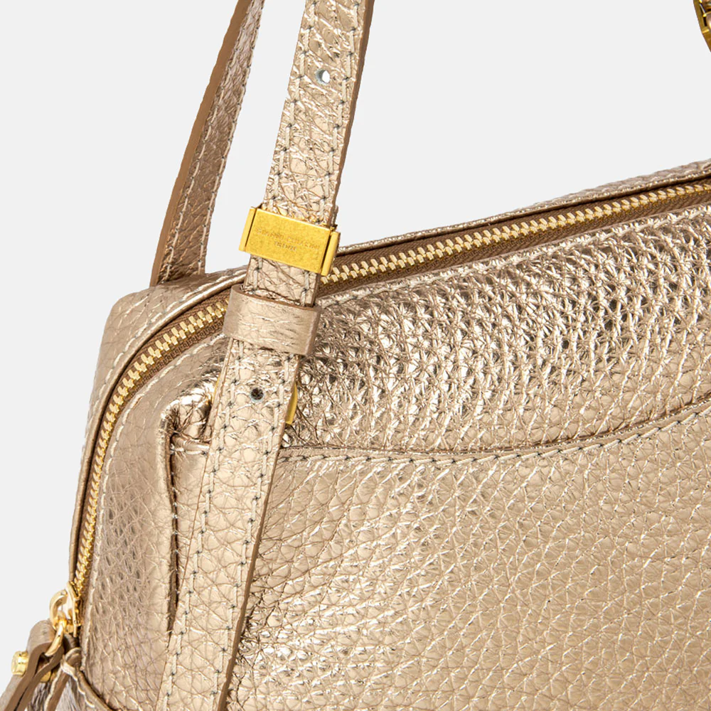 Gold Metallic Leather Dea Handbag - Image 3