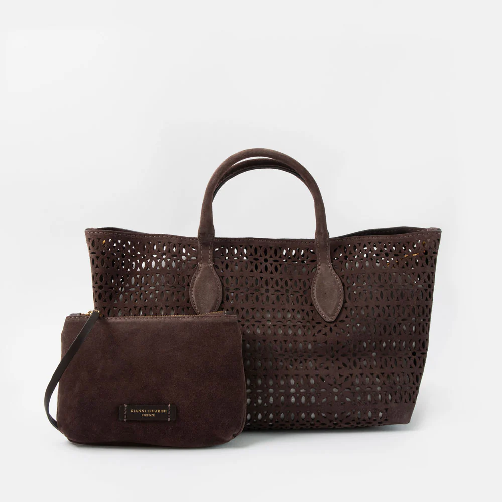 Mocha Brown Cutout Suede Bag - Image 2