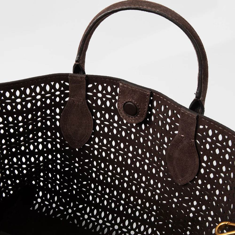 Mocha Brown Cutout Suede Bag - Image 3