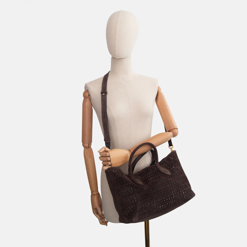Mocha Brown Cutout Suede Bag - Image 4