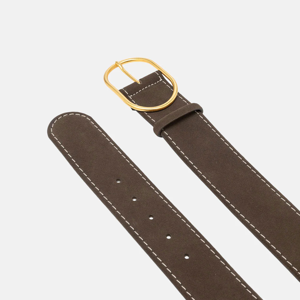 Mocha Brown Suede Leather Belt - Image 2
