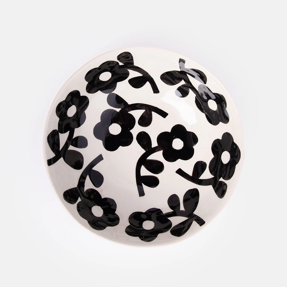 Mono Floral Stoneware Bowl - Image 3